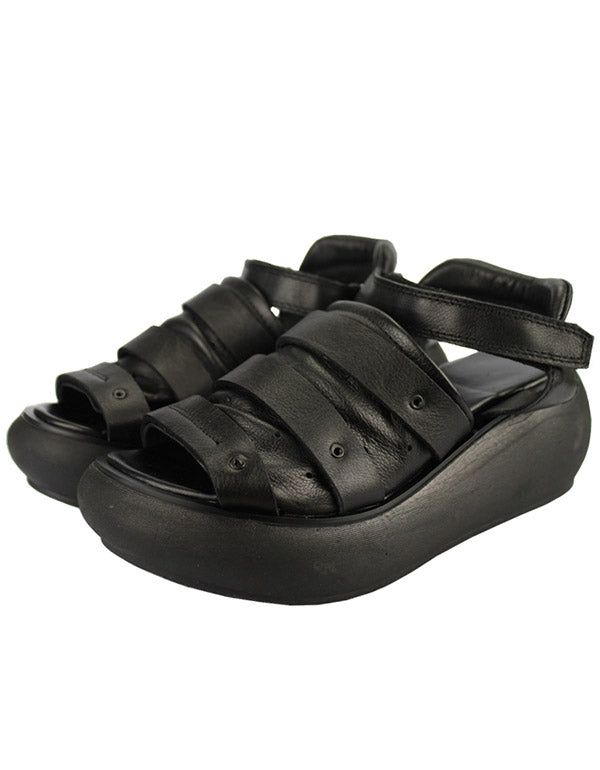 Sommer Retro Læder Platform Sandaler