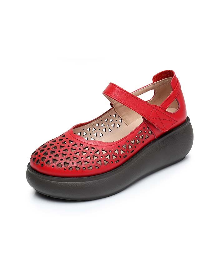 Sommer Stor Størrelse Hule Retro Wedge Sandaler