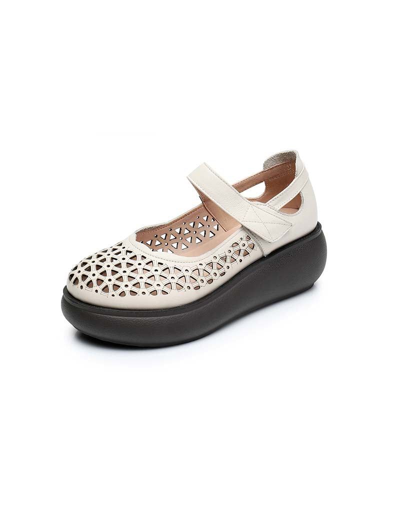 Sommer Stor Størrelse Hule Retro Wedge Sandaler