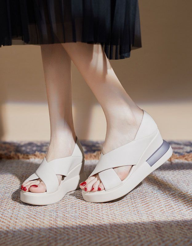 Summer Cross Strap Open Toe Wedge Sandaler