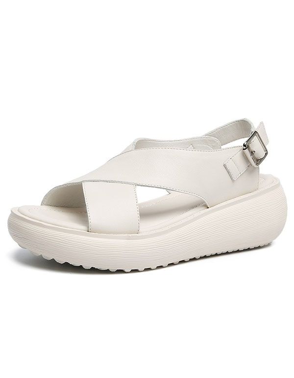 Summer Cross Strap Slingback Wedge Sandaler Hvid