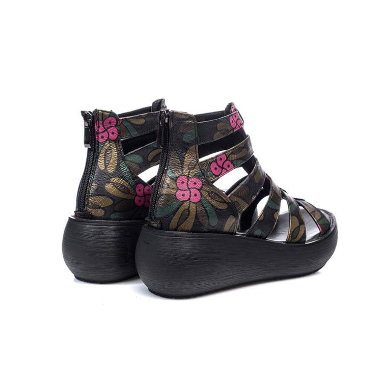 Summer Flower Printed Wedges Romansandaler Til Kvinder