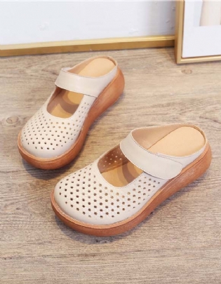 Summer Hollow Velcro Wedge Slipper