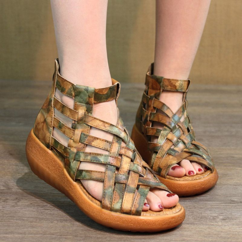 Summer Vintage Wedge Woven Sandaler