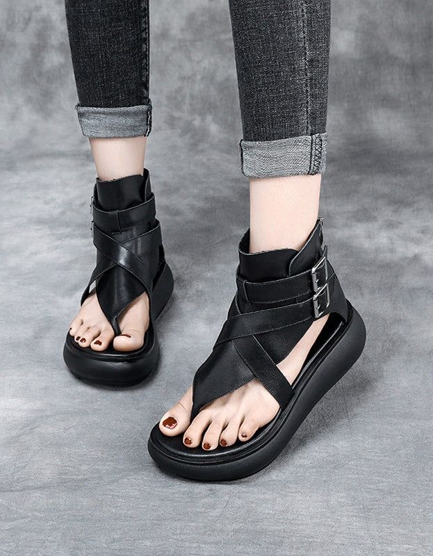 Wedge Flip Flop Sommersandaler Sort