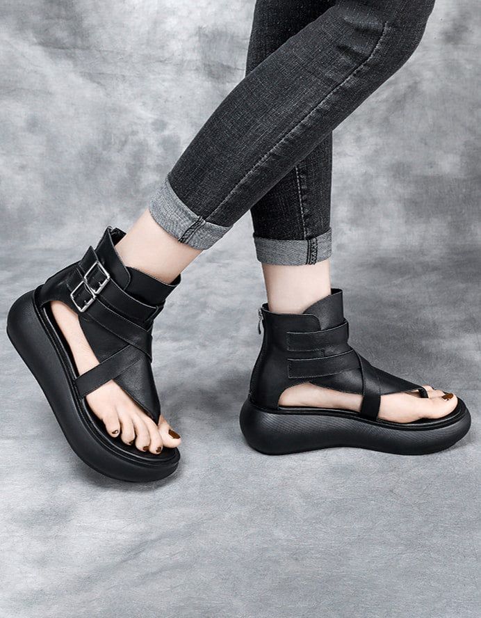 Wedge Flip Flop Sommersandaler Sort