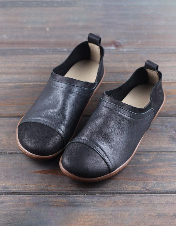 Komfortable Håndlavede Retro Læder-slip-on-flader