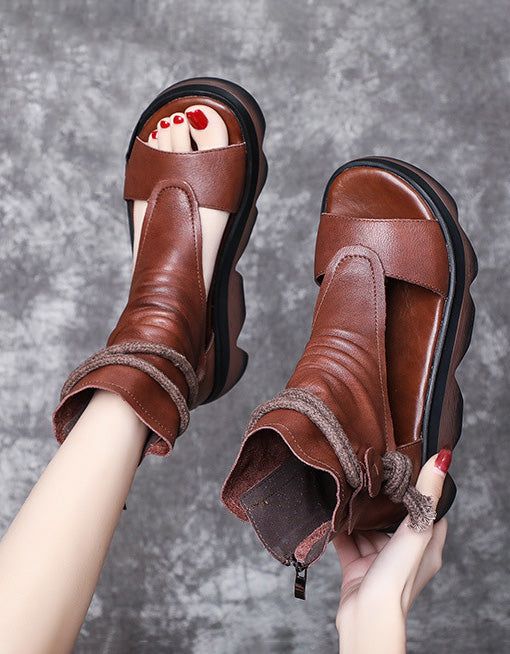 Ankelsnøre Med Åben Tå Retro Sandals Støvler