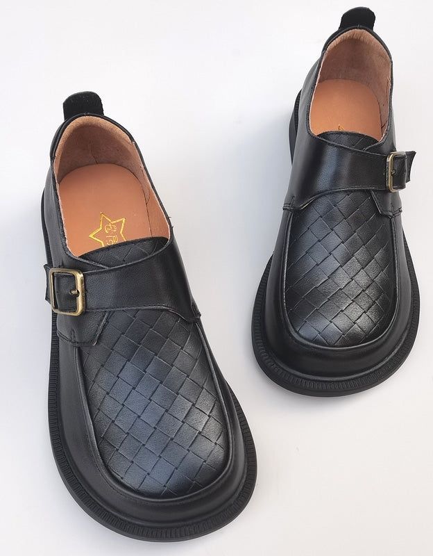 Bredt Hovedspænde Retro Læder Loafers