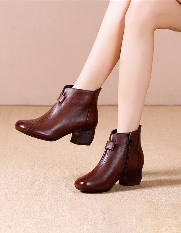 Dame Elegante Retro Chunky Heels Støvler