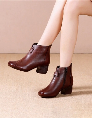 Dame Elegante Retro Chunky Heels Støvler