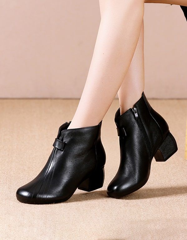 Dame Elegante Retro Chunky Heels Støvler