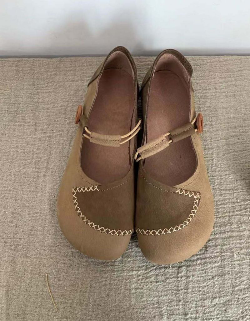 Farve Matchende Håndlavede Retro Strap Flats