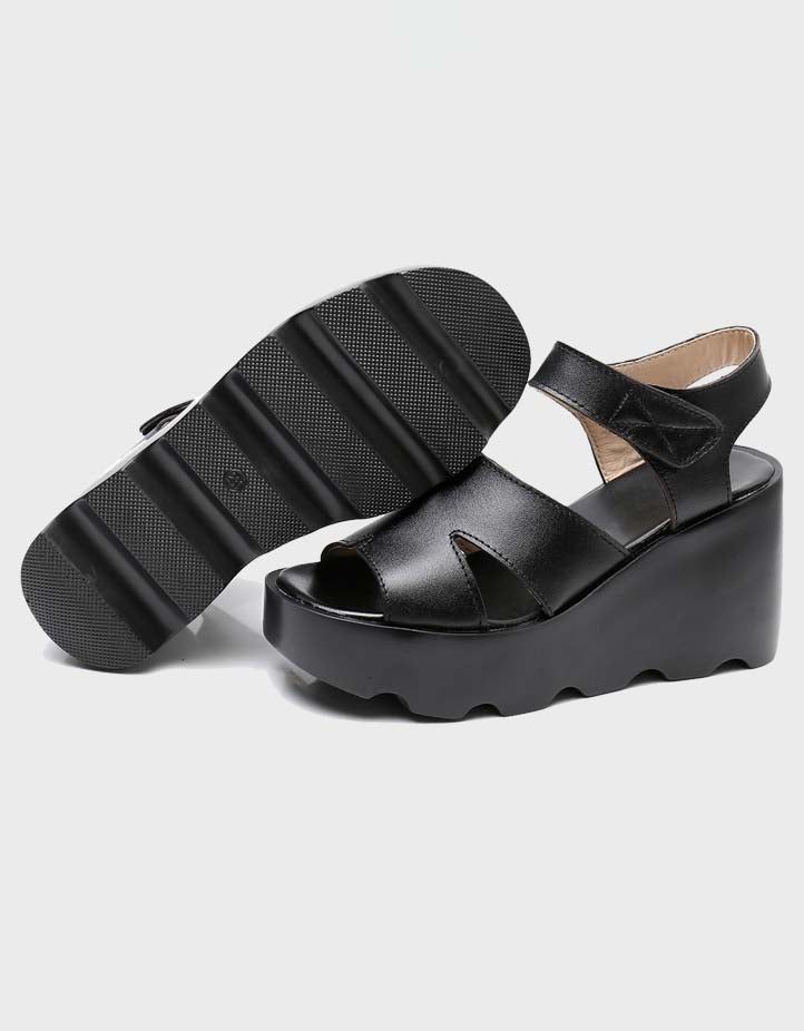 Håndlavede Retro Læder Summer Wedge Sandaler