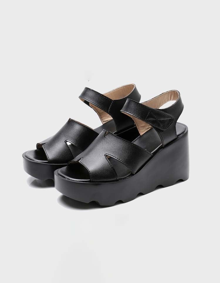 Håndlavede Retro Læder Summer Wedge Sandaler