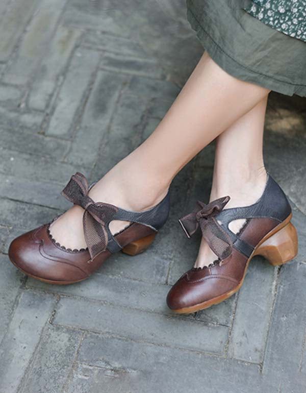 Håndlavede Vintage Elegant Ballet Chunky Heels