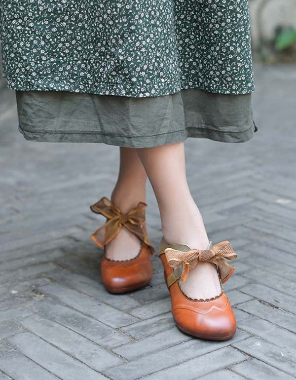 Håndlavede Vintage Elegant Ballet Chunky Heels