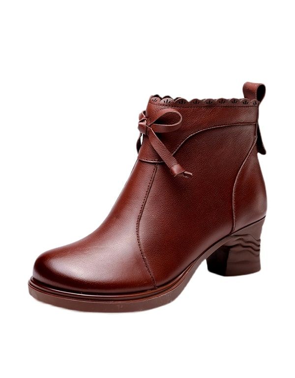 Håndskårne Bowknot Elegant Chunky Boots Damer