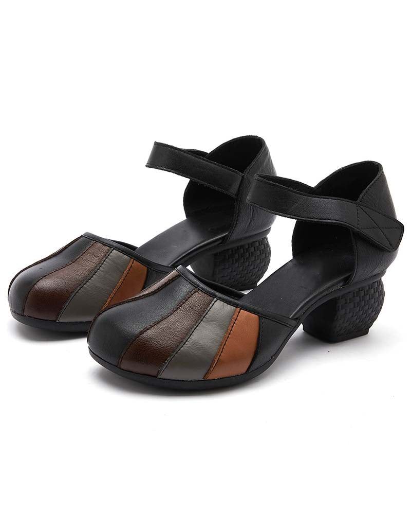 Rundt Hoved Farverige Retro Chunky Heels Sandaler